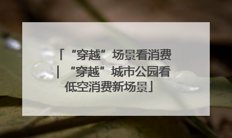 “穿越”场景看消费｜“穿越”城市公园看低空消费新场景