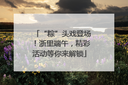 “粽”头戏登场！浙里端午，精彩活动等你来解锁