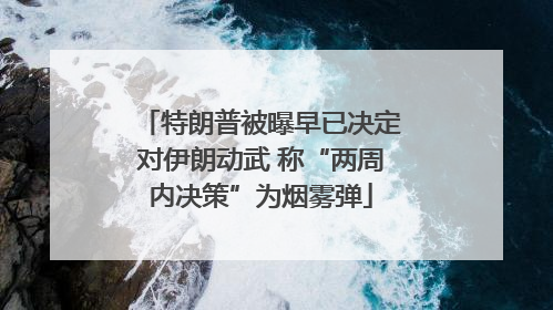 特朗普被曝早已决定对伊朗动武 称“两周内决策”为烟雾弹