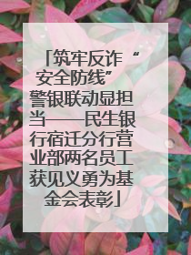 筑牢反诈“安全防线” 警银联动显担当——民生银行宿迁分行营业部两名员工获见义勇为基金会表彰