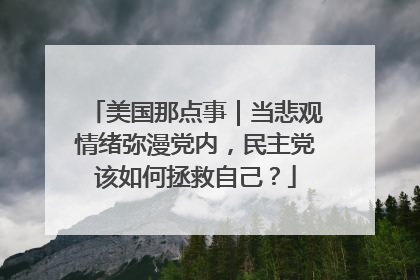 美国那点事｜当悲观情绪弥漫党内，民主党该如何拯救自己？