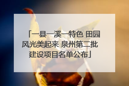 一县一溪一特色 田园风光美起来 泉州第二批建设项目名单公布