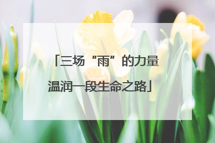 三场“雨”的力量温润一段生命之路