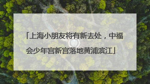 上海小朋友将有新去处，中福会少年宫新宫落地黄浦滨江