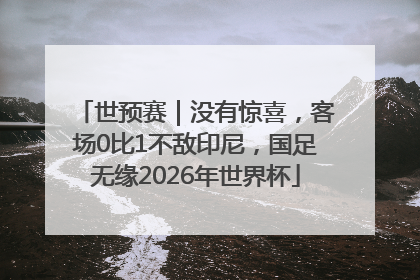 世预赛｜没有惊喜，客场0比1不敌印尼，国足无缘2026年世界杯