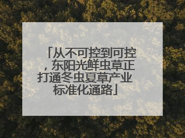 从不可控到可控，东阳光鲜虫草正打通冬虫夏草产业标准化通路