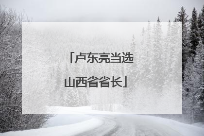 卢东亮当选山西省省长