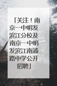 关注！南京一中明发滨江分校及南京一中明发滨江南浦路中学公开招聘