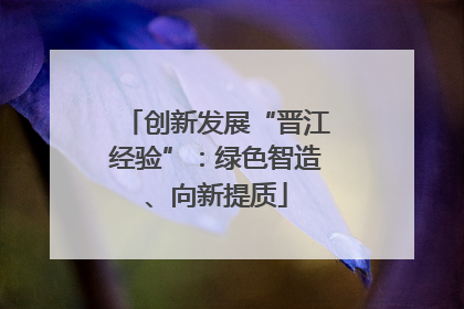 创新发展“晋江经验”：绿色智造、向新提质