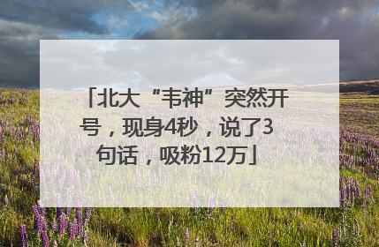 北大“韦神”突然开号，现身4秒，说了3句话，吸粉12万