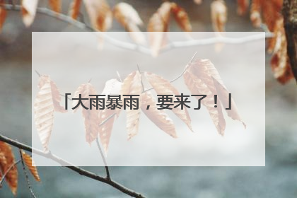 大雨暴雨，要来了！