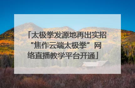 太极拳发源地再出实招 “焦作云端太极拳”网络直播教学平台开通