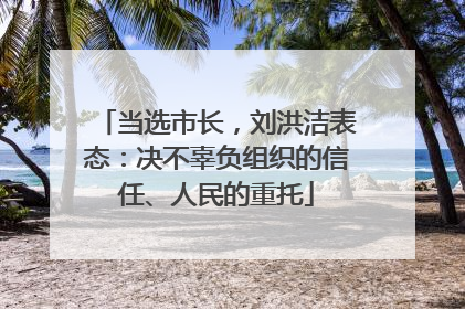 当选市长，刘洪洁表态：决不辜负组织的信任、人民的重托