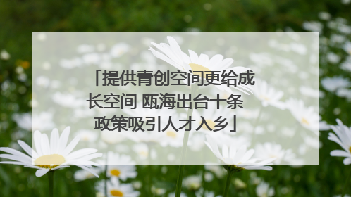 提供青创空间更给成长空间 瓯海出台十条政策吸引人才入乡