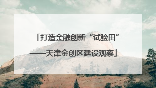 打造金融创新“试验田”——天津金创区建设观察