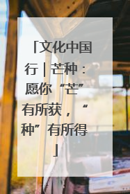 文化中国行｜芒种：愿你“芒”有所获，“种”有所得