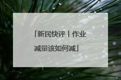 新民快评丨作业减量该如何减