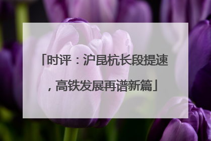 时评：沪昆杭长段提速，高铁发展再谱新篇