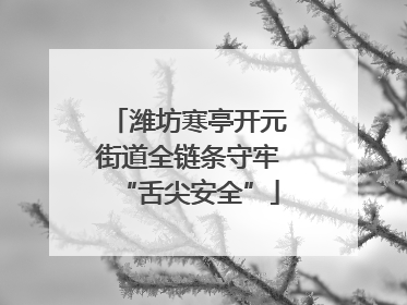 潍坊寒亭开元街道全链条守牢“舌尖安全”