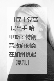 民主党高层出手 哈里斯：特朗普政府刻意在加州挑起混乱