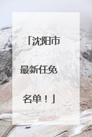 沈阳市最新任免名单！
