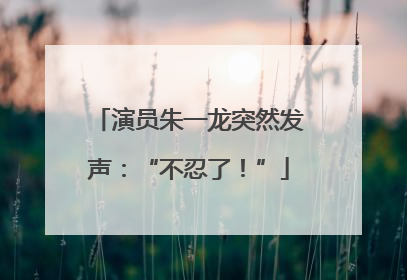 演员朱一龙突然发声：“不忍了！”