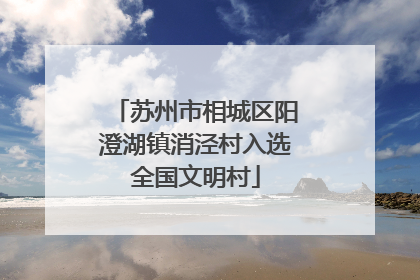 苏州市相城区阳澄湖镇消泾村入选全国文明村