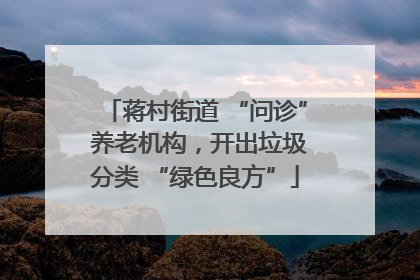 蒋村街道 “问诊” 养老机构，开出垃圾分类 “绿色良方”