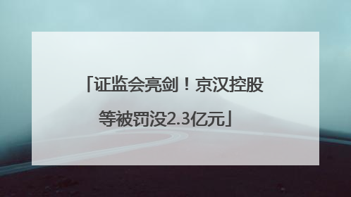 证监会亮剑！京汉控股等被罚没2.3亿元