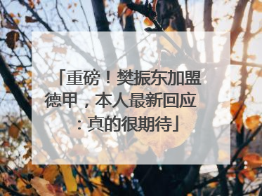 重磅！樊振东加盟德甲，本人最新回应：真的很期待