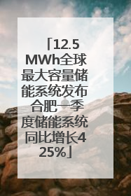 12.5MWh全球最大容量储能系统发布 合肥一季度储能系统同比增长425%