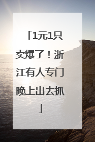 1元1只卖爆了！浙江有人专门晚上出去抓